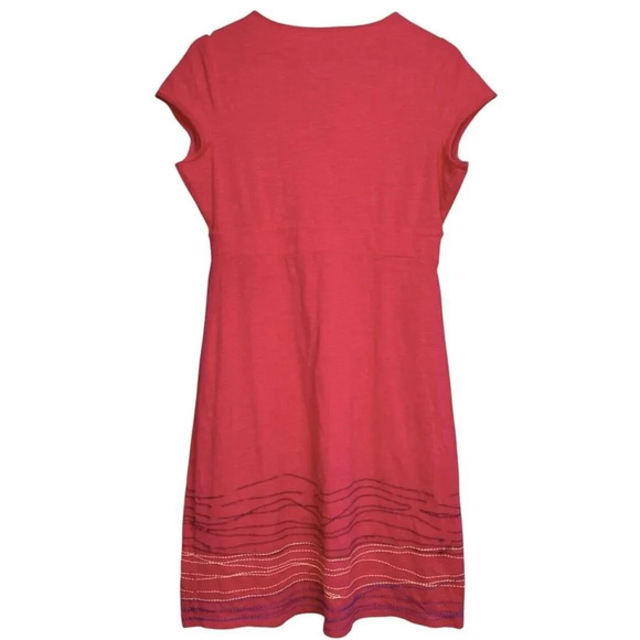 Boden Bea Embroidered Midi Boho Western Dress Size 8R Fuchsia Short Sleeves FLAW - Picture 2 of 9